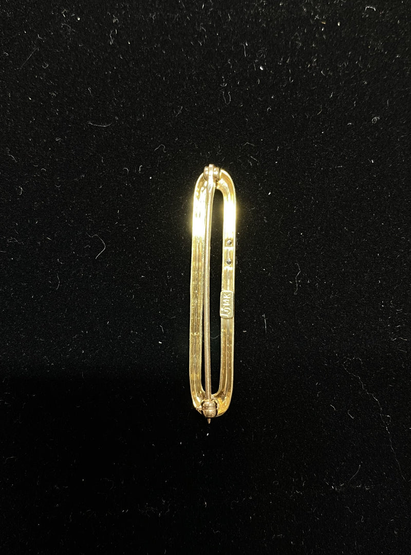 Contemporary Designer Solid Yellow Gold with 2 Diamonds Brooch/Pin - $6K Appraisal Value w/CoA} APR 57
