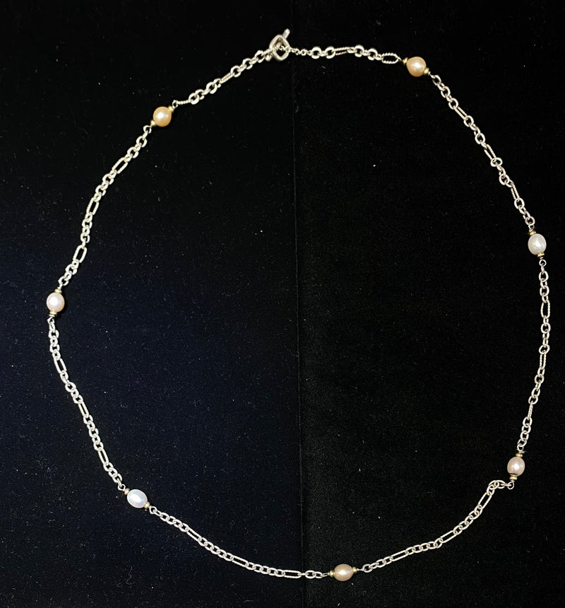 DAVID YURMAN 18K Yellow Gold & Sterling Silver Continuance Pearl Chain Necklace - $3.5K Appraisal Value w/CoA} APR 57