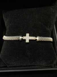 Designer Sterling Silver Cross Bracelet with 12 Stones - $1.5K Appraisal Value w/CoA} APR 57