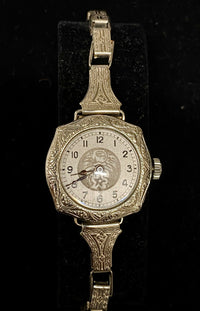 RACINE Vintage C. 1920s White Gold Carved Jewelry Wristwatch - $6K Appraisal Value! ✓ APR 57