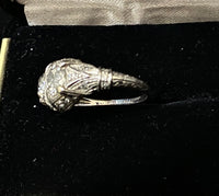 1920's Antique Filigree Design Platinum & Old Mine-cut Diamond Ring - $40K Appraisal Value w/ CoA! } APR57