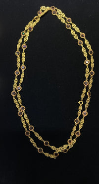 1930's Vintage Gold Tone Chain Necklace with 33 Topaz Crystals - $4K Appraisal Value w/CoA} APR 57