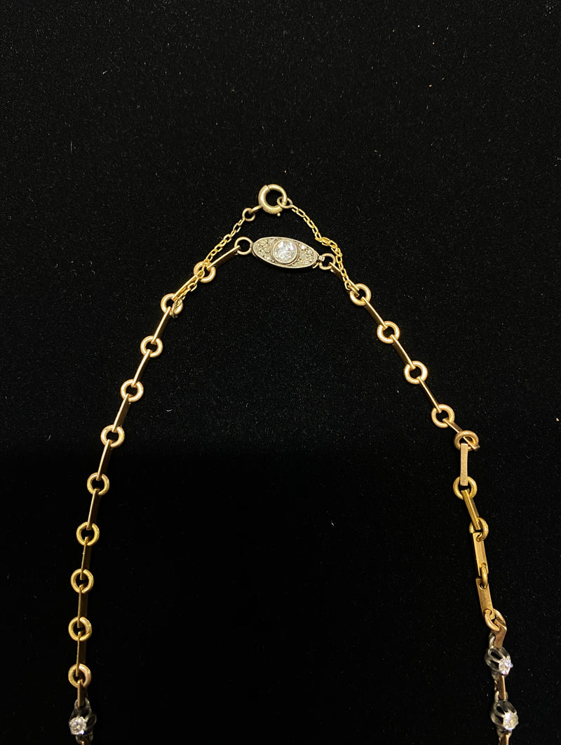 Victorian Antique 18KYG & SRG 22-Diamonds Necklace - $40K Appraiisal Value w/CoA} APR 57