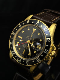 ROLEX 18K Yellow Gold GMT-Master Black Dial 1972 Oyster Perpetual Watch - $100K Appraisal Value APR57