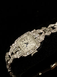 HAMILTON Art Deco Style Vintage Stainless Steel Ladies Watch w/ 34 Diamonds! - $6K Appraisal Value! ✓ APR 57