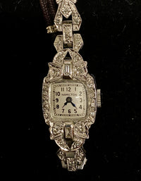 HAMILTON Art Deco Style Vintage Stainless Steel Ladies Watch w/ 34 Diamonds! - $6K Appraisal Value! ✓ APR 57