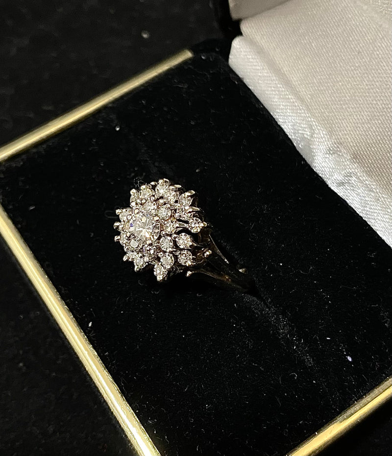 Antique Designer Solid White Gold Diamond Cluster Cocktail Ring - $10K Appraisal Value w/ CoA! } APR57