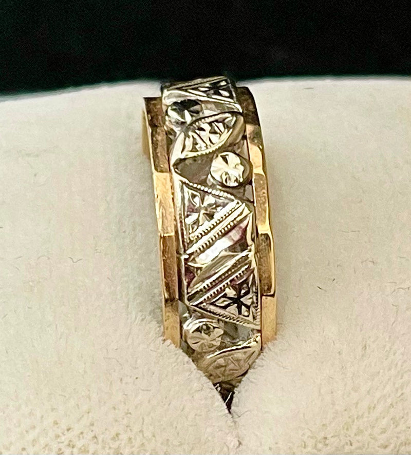 1930s Unique Intricate Filigree Design SYWG Band Ring - $5K Appraisal