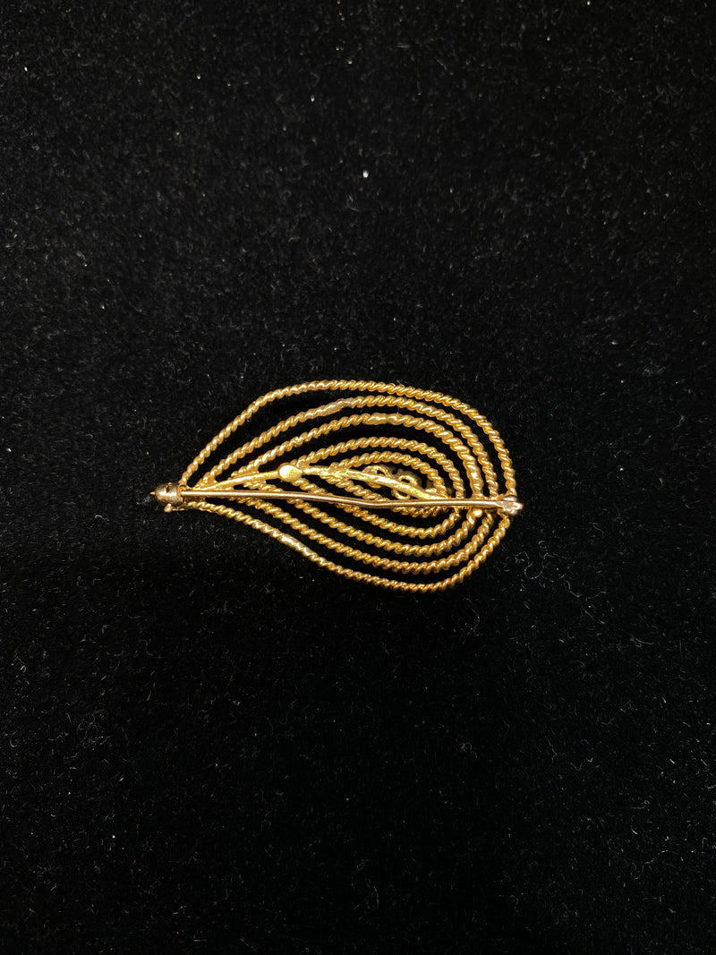 BEAUTIFUL Unique Design Solid Yellow Gold Brooch Pin w/ Garnet & CZ Stones - $6K Appraisal Value! } APR 57