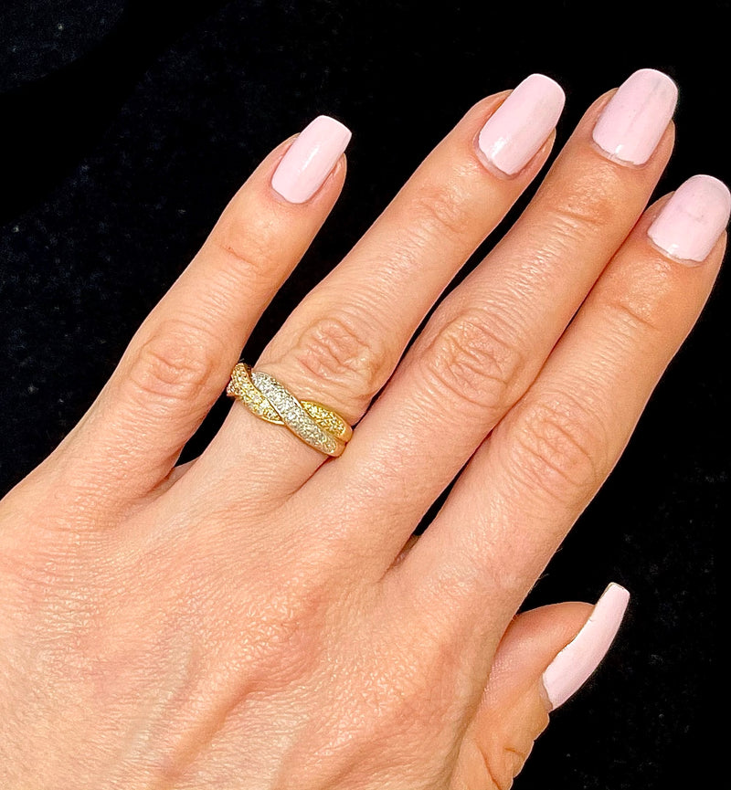 Unique Designer Twisted Yellow/White Gold Diamond Ring - $7K Appraisal Value w/CoA! APR57