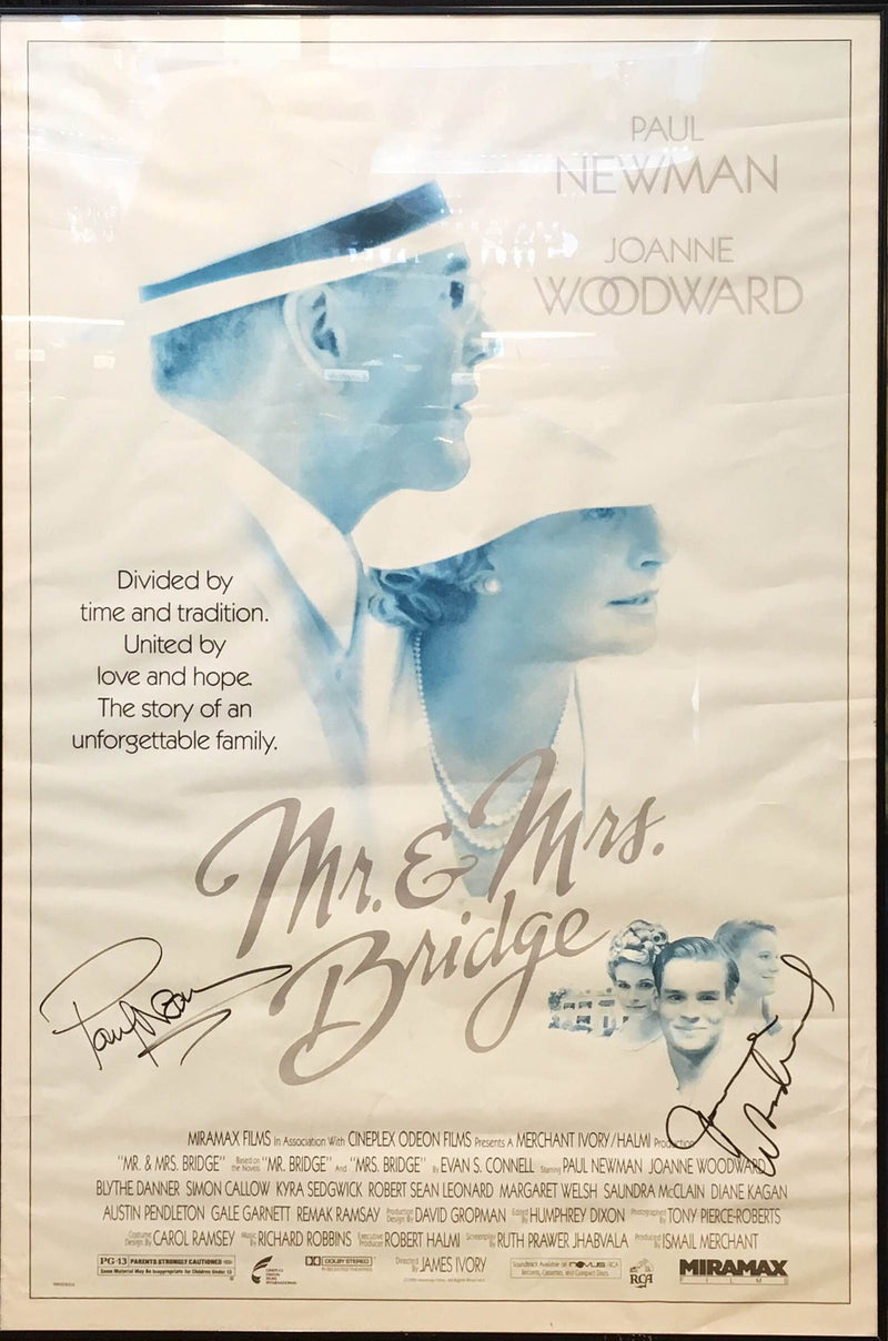 'Mr. & Mrs. Bridge' Monochrome Movie Poster Signed Framed by Paul Newman & Joanne Woodward, 1990's - $3K VALUE* APR 57
