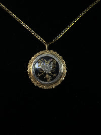 Albanian Crest Unique YG 45 Diamonds/ 2 Rubies/Bk Enamel Necklace - $12K Appraisal Value! } APR 57