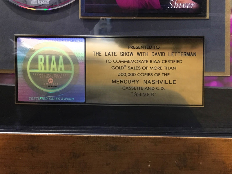 JAMIE O'NEAL First Album Shiver RIAA Sales Gold Award Framed Collage CD-Disk Award Plate, C. 2000s - $6K VALUE APR 57