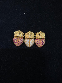 KIESELSTEIN Vintage 1950's 18K Yellow Gold Diamonds & Rubies Crown Heart Brooch Pin - $25K Appraisal Value! ✓} APR 57