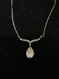 BEAUTIFUL Designer White Gold Tear Drop Necklace w/ 20 Diamonds! - $15K Appraisal Value!  } APR 57