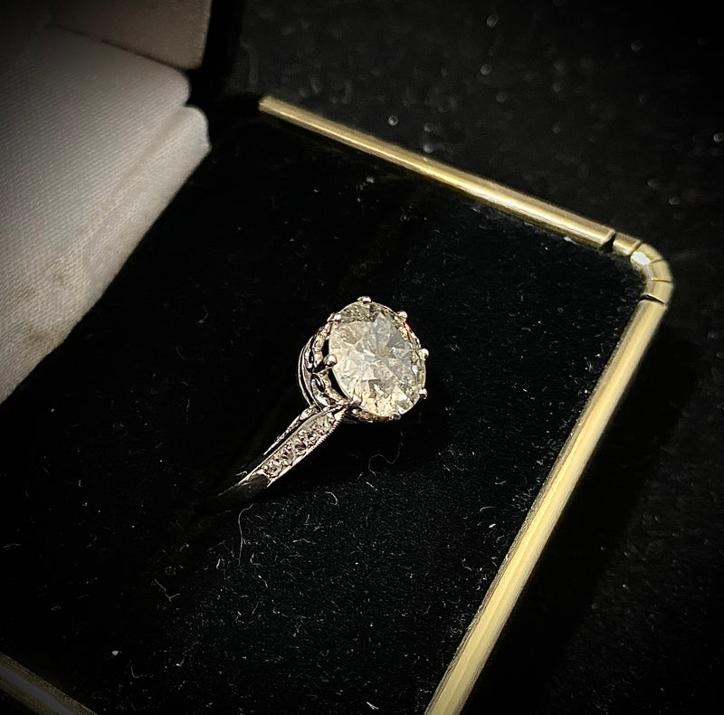 1930's Platinum 4Ct Diamond Filigree Engagement Ring - $40K Appraisal Value w/ CoA! } APR57