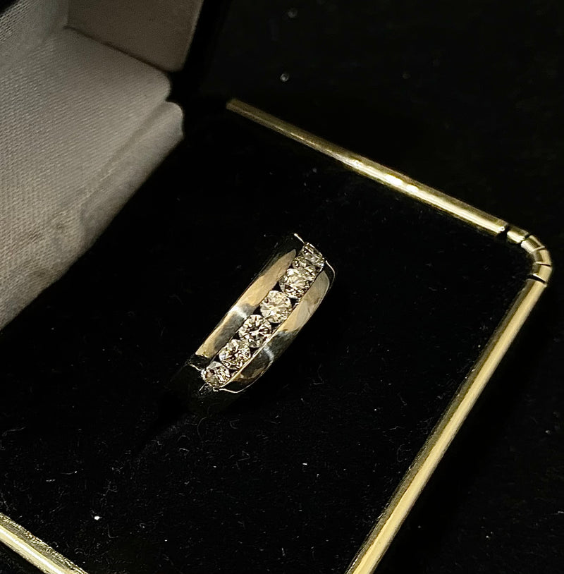 Solid White Gold 9-Diamond Band Ring - $10K Appraisal Value w/CoA} APR57