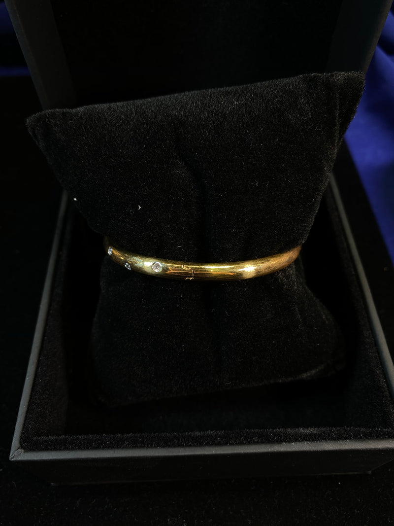 TIFFANY & CO. Etoile 18K Yellow Gold & Platinum Diamond Bangle Bracelet - $25K Appraisal Value! } APR 57
