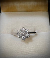 Chopard-style 18K White Gold 7-Diamond Flower Motif Ring - $10K Appraisal Value w/ CoA! } APR57
