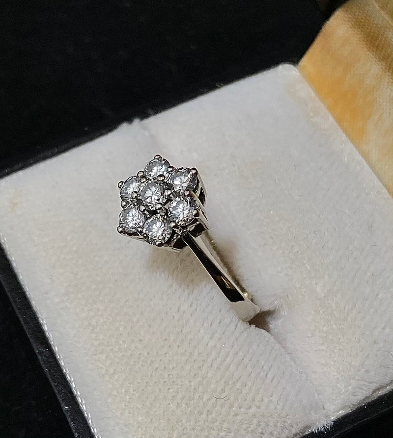 Chopard-style 18K White Gold 7-Diamond Flower Motif Ring - $10K Appraisal Value w/ CoA! } APR57