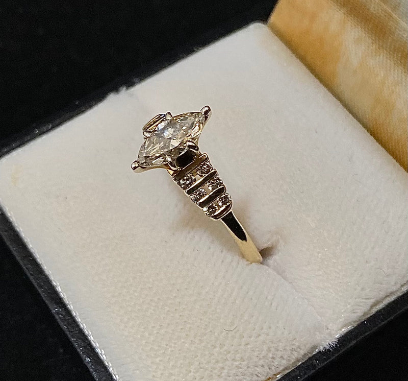 Designer Solid Yellow Gold Marquise Diamond Ring - $10K Appraisal Value w/CoA} APR57