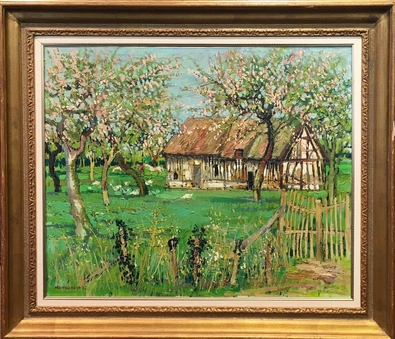 Jean Monneret, 'Country House', Original Oil Painting, 1972, France, Signed & Framed, w/COA - $10K Apr Value* APR 57