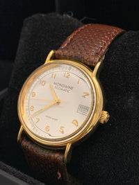 MONDAINE Ecomatic Gold-tone Watch  w/ Skeleton Back! - $1.5K APR Value w/ CoA! ✓ APR 57