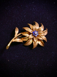 TIFFANY & CO. Vintage 1940s Diamond & Sapphire Flower Brooch Pin -$20K VALUE APR 57
