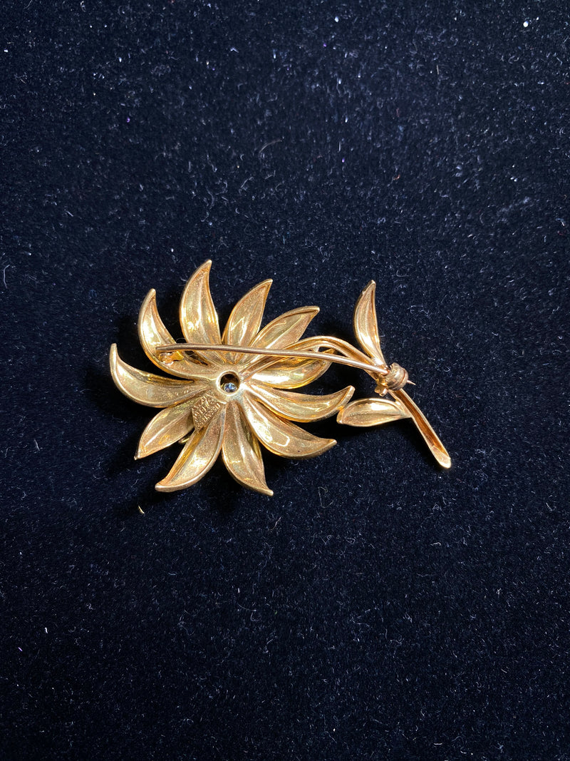 TIFFANY & CO. Vintage 1940s Diamond & Sapphire Flower Brooch Pin -$20K