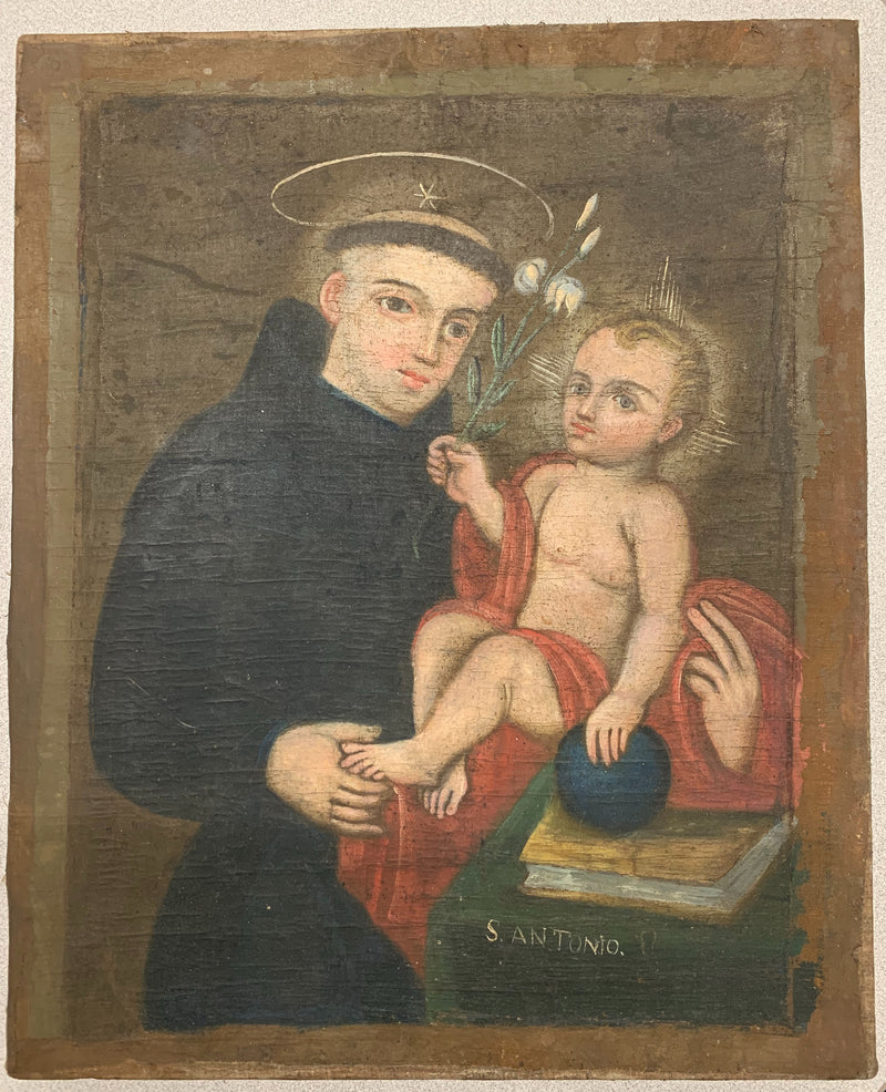 Oil Painting of St. Anthony holding the Christ Child, C. 1500 - $30K Appraisal Value! * APR 57