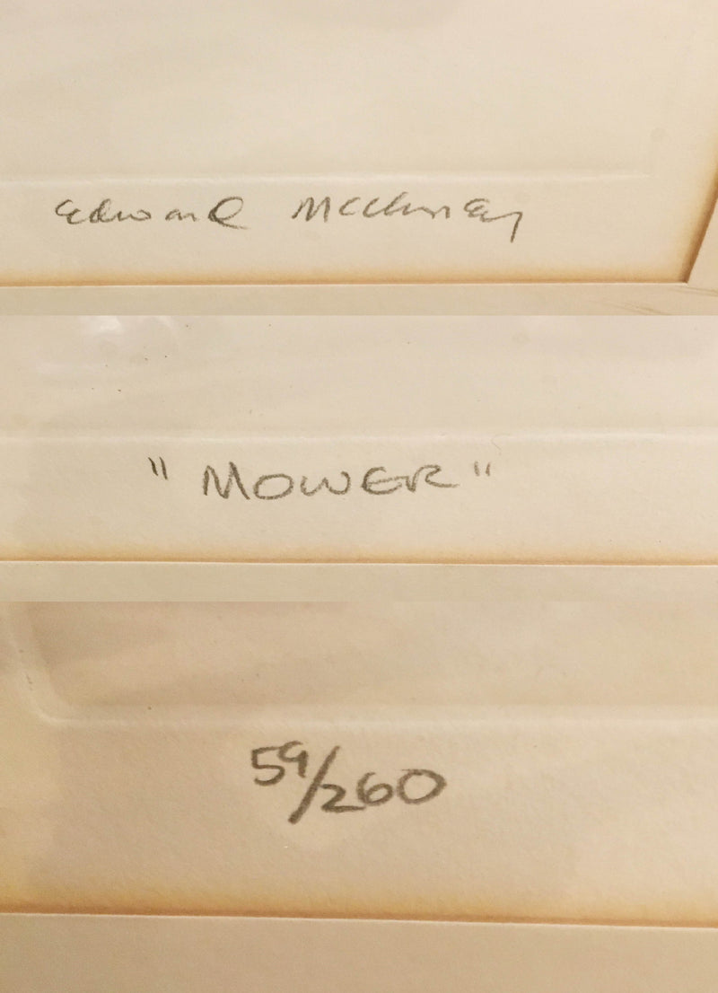 Edward McCluney, "Mower", Etching LTD ED, 1970's, Signed & Framed - $2K Apr Value* APR 57
