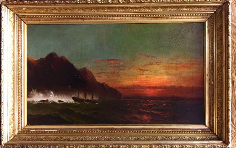 Original Hudson River School Oil Painting, Sunset Over NY Harbor, C.1850's - $20K Value!* APR 57