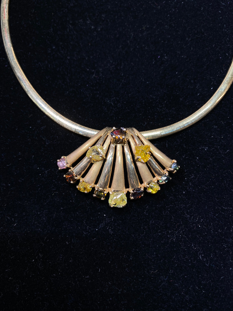 Unique Designer YG Seashell with 12 Rough Color Diamonds Necklace w $40K COA!!} APR 57