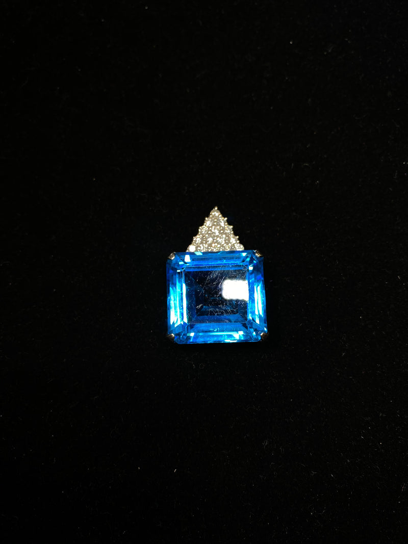 Contemporary WG designer 15 Diamonds/ Cobalt Blue Topaz Pendant $20K COA!!} APR 57