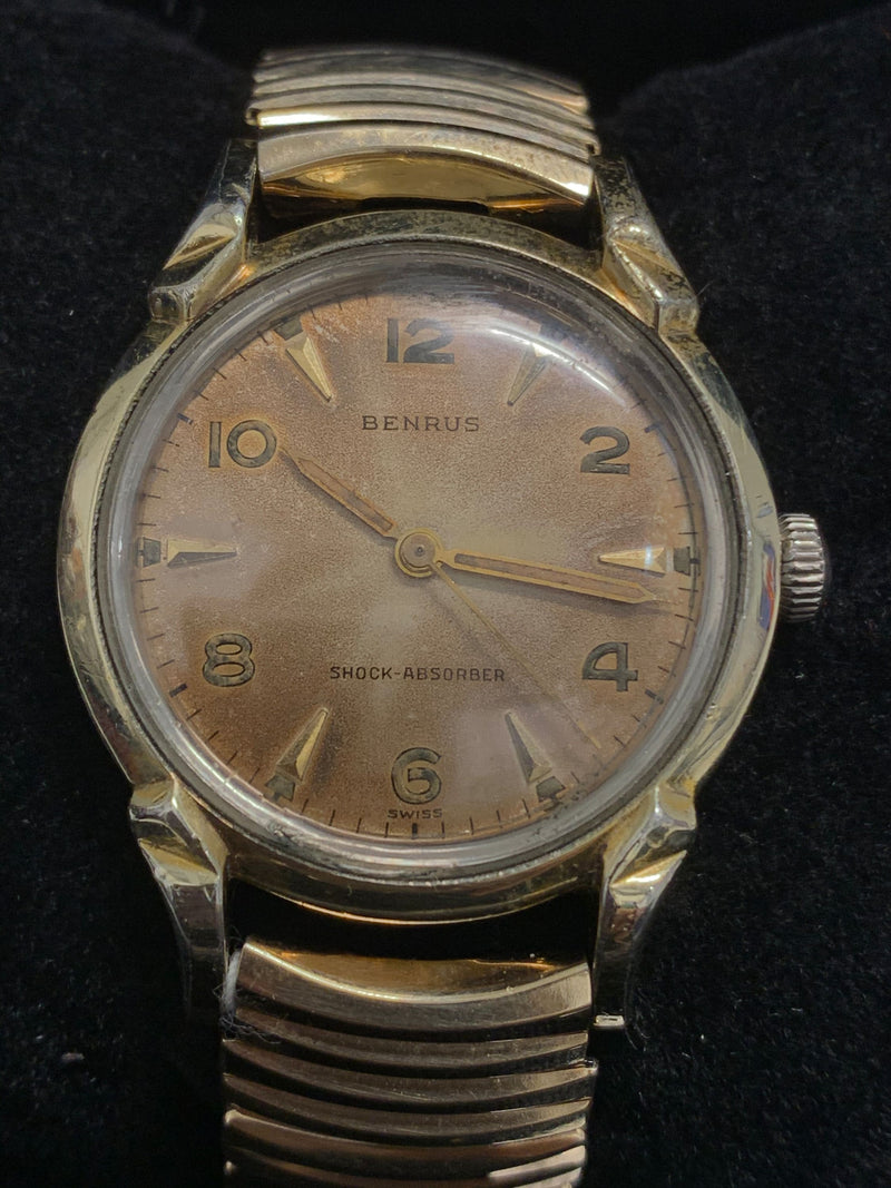 BENRUS Beautiful Vintage Gold-tone Wristwatch w/ Aged Patina Dial - $6K APR Value w/ CoA! ✓ APR 57