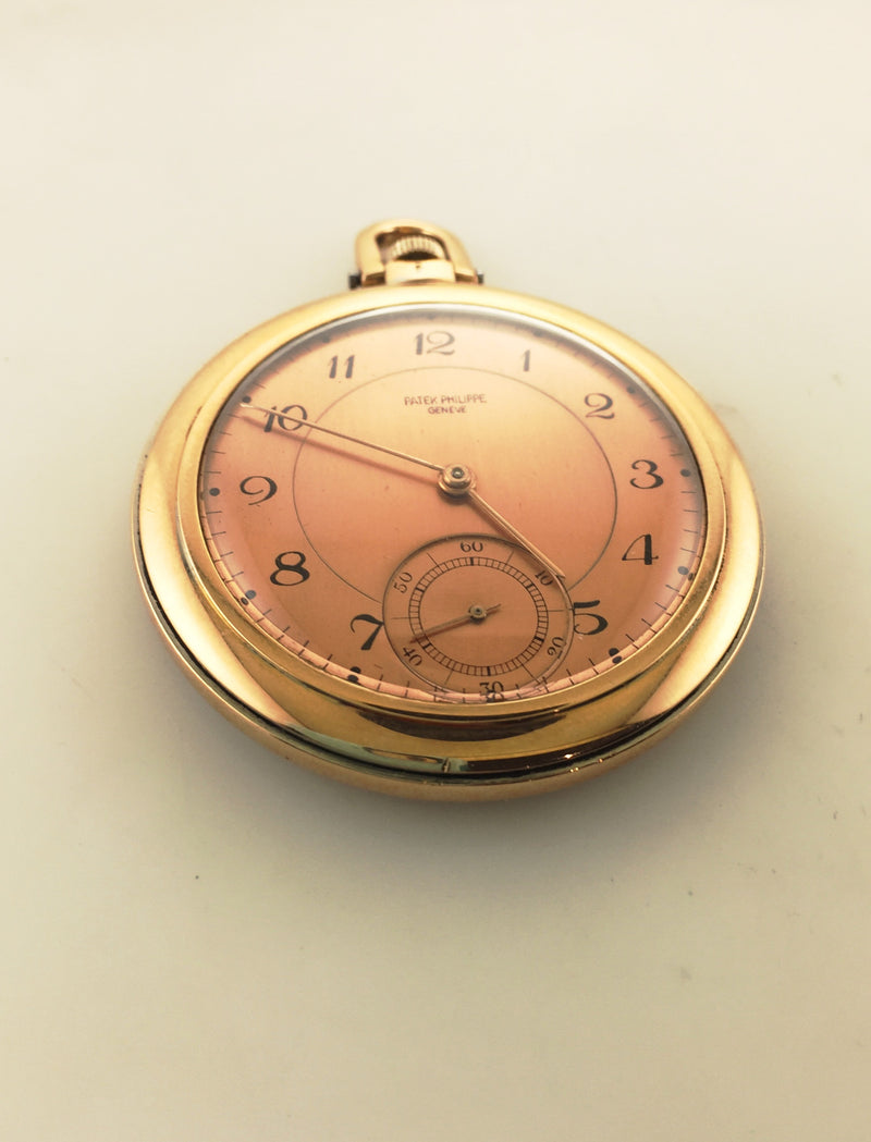 1940s Vintage Patek Philippe 18K Rose & WG Pocket Watch with Salmon Dial - $20K VALUE, w/Cert! APR 57