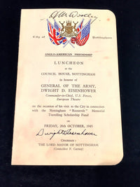 1945 Luncheon Invitation Honoring President Dwight D. Eisenhower to City Councilman H.W. Woolley - $5K VALUE* APR 57