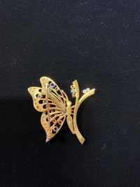 CARTIER Vintage Butterfly Pin/Brooch 18KYG Diamond, Ruby, Sapphire, & Emerald - $30K Appraisal Value! } APR 57