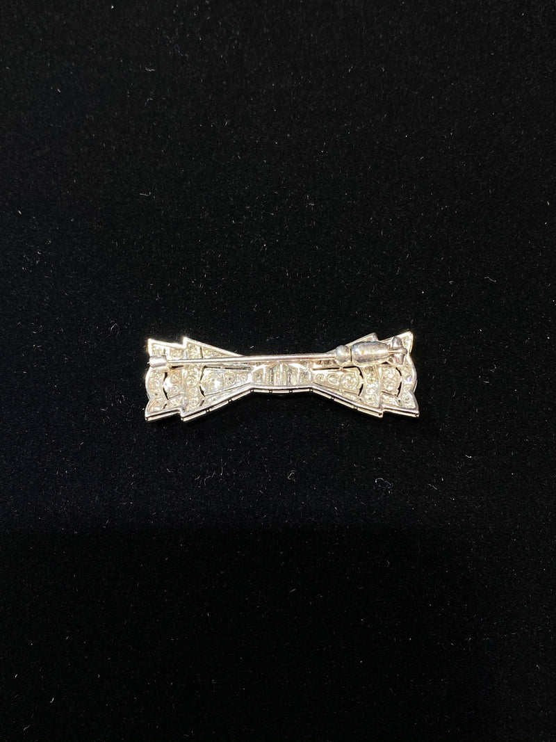 Lovely Victorian 1920s Platinum 60 Diamonds Ribbon Bow Brooch/Pin w $40K COA!!!} APR 57