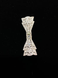 Lovely Victorian 1920s Platinum 60 Diamonds Ribbon Bow Brooch/Pin w $40K COA!!!} APR 57