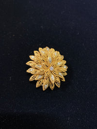 VCA Style Vintage 1940s Desgr 18KYG 16 Diamonds Floral Brooch/Pin w $15K COA!!!} APR 57