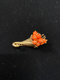 1940's Unique Designer YG Orange Coral Floral Bouquet Brooch/Pin w $10K COA!!!} APR 57