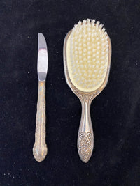 Silver Plated Brush and Knife 2-Piece Set - $500 APR Value w/ CoA! APR 57