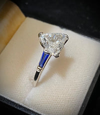 Tiffany style Platinum with Trillion Diamond & Sapphire Ring - $75K Appraisal Value w/CoA} APR57