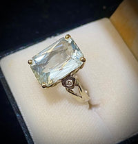 1950s Unique Designer's Solid White Gold Aquamarine w Diamond Ring - $8K Appraisal Value w/CoA} APR57
