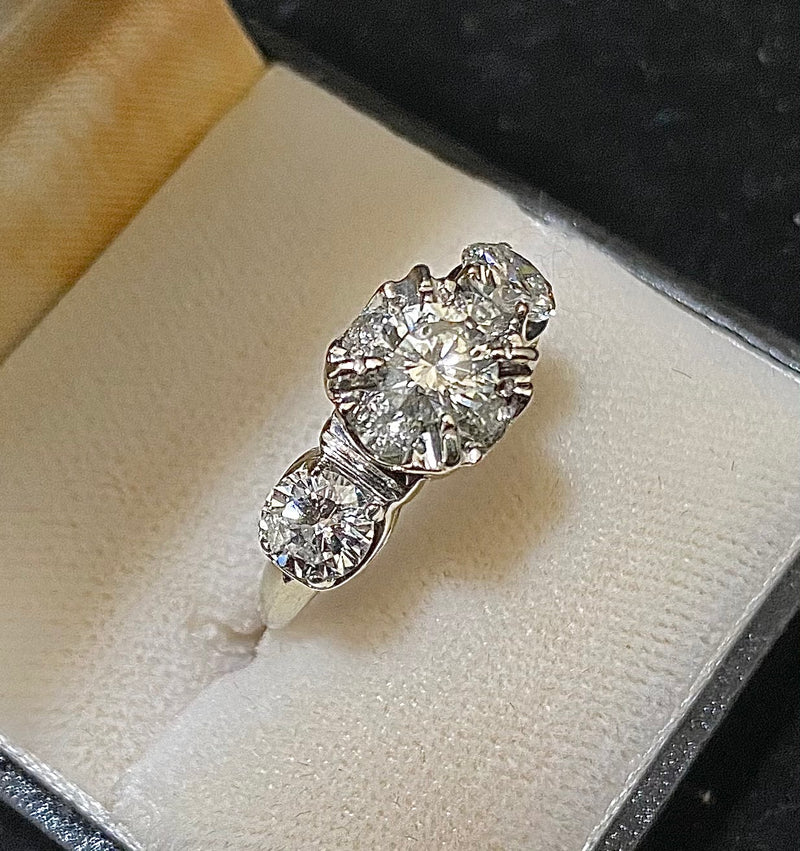 1930's Unique Designer's Solid White Gold with 7 Diamonds Ring - $16K Appraisal Value w/CoA} APR57