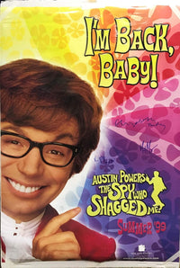 "Austin Powers: The Spy Who Shagged Me" 1999 Movie Poster Signed by Mike Myers Elizabeth Hurley Verne Troyer - $600.00 VALUE* APR 57