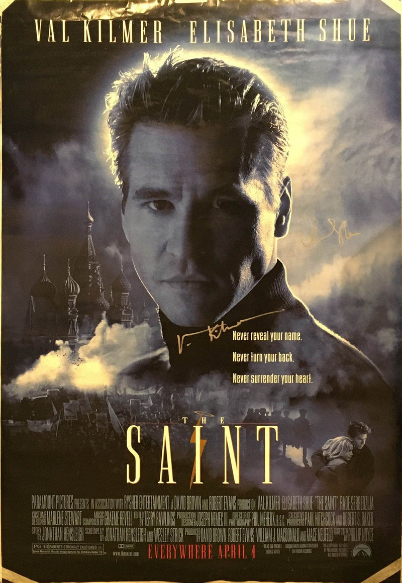 "The Saint" 1997 by Phillip Noice Movie Poster Signed by Val Kilmer and Elizabeth Shue - $2K VALUE APR 57