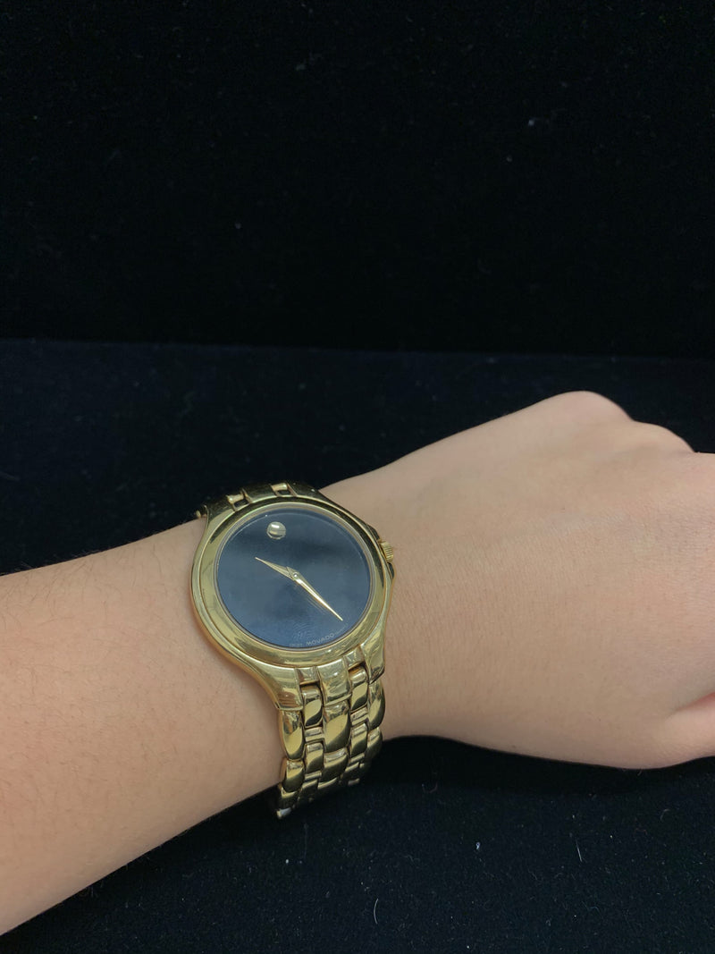 MOVADO Gold-tone Stainless Steel Wristwatch w/ Black Dial - $2K APR Value w/ CoA! ✓ APR 57