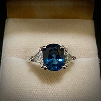 Unique Designer's Platinum with Sapphire and Diamond 3-stone Ring - $40K Appraisal Value w/CoA} APR57